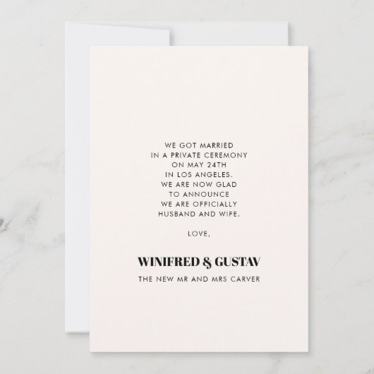 シックシンプルな桃のテラコッタ結婚アーチの写真 案内状 (裏面)