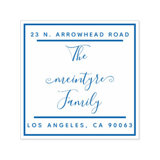 シックシンプルな正方形フレーム手書き戻りアドレス セルフインキングスタンプ