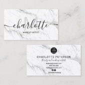 シックシンプルな白い大理石の名前メイクアップロゴ 名刺 (正面/裏面)