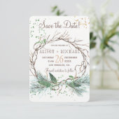 シックシンプルな素朴な冬のリース救デート結婚ズ セーブザデート (スタンド正面)