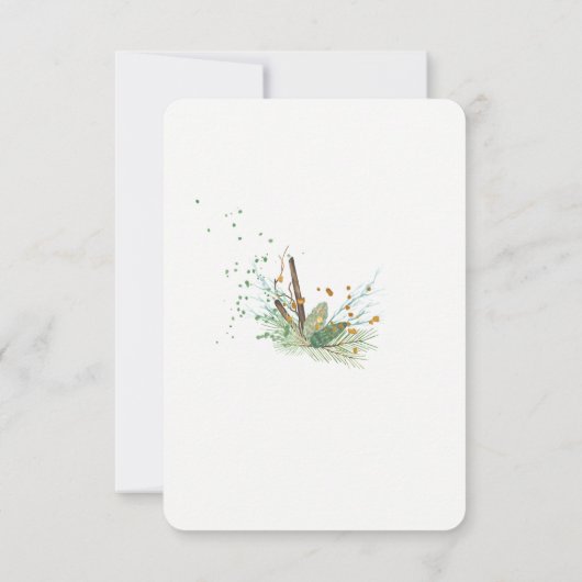 シックシンプルな素朴な冬のリース救デート結婚ズ セーブザデート (裏面)