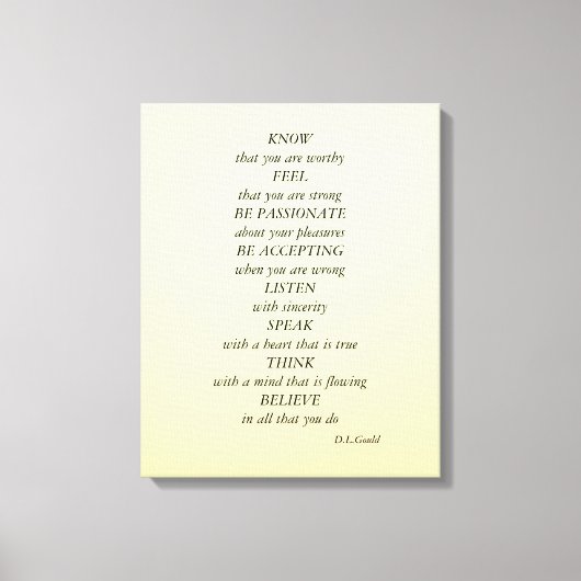 シックシンプルな言葉スタイリッシュ感動的。 キャンバスプリント (正面)