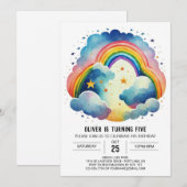 シックシンプルな雲誕生日 招待状 (正面/裏面)