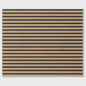 シックシンプルな黒いストライプオンブラウンフェイククラフト ラッピングペーパー (フラット)