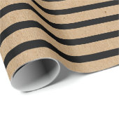 シックシンプルな黒いストライプオンブラウンフェイククラフト ラッピングペーパー (ロールコーナー)