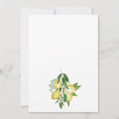 シックシンプルウォーターカラーレモンシトラスブライダルシャワー 招待状 (裏面)