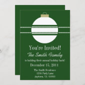 シックシンプルオーナメントホリデー招待状ダークグリーン 招待状 (正面/裏面)