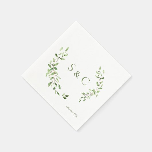 シックシンプルカスタムリースモノグラム結婚ズ スタンダードカクテルナプキン (角)