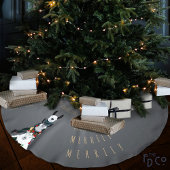 シックシンプルグレー |冬のおもしろいラマ羊のロバ ブラッシュドポリエステルツリースカート