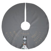 シックシンプルグレー |冬のおもしろいラマ羊のロバ ブラッシュドポリエステルツリースカート (正面)