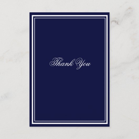 シックシンプルスクリプ結婚トのウェブサイトRSVPネイビーブルー エンクロージャーカード (裏面)