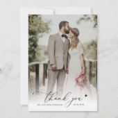 シックシンプルスクリプ結婚ト写真の感謝していユーズ サンキューカード (正面)