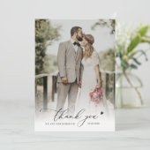 シックシンプルスクリプ結婚ト写真の感謝していユーズ サンキューカード (スタンド正面)