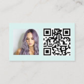 シックシンプルティール（緑がかった色）ヘアメイクアップフォトロゴqrコード 名刺 (裏面)