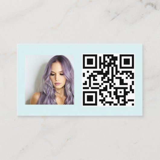 シックシンプルティール（緑がかった色）ヘアメイクアップフォトロゴqrコード 名刺 (裏面)