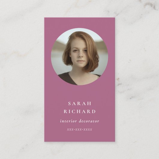 シックシンプルバラミニマルピンクプロフェッショナル写真 名刺 (正面)