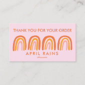 シックシンプルピンクオレンジレインボウズご注文ありがとうございます 名刺 (正面)