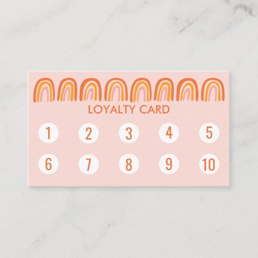 シックシンプルピンクオレンジレインボーズソーシャルアイコン ロイヤリティカード (正面)
