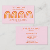 シックシンプルピンクオレンジレインボーズ 割引カード (正面/裏面)