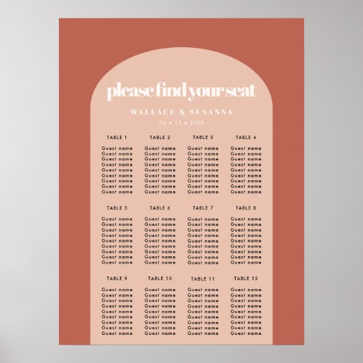 シックシンプルピーチのテラコッタアーチ座席表 ポスター (正面)