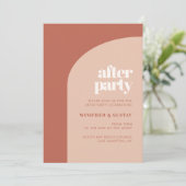 シックシンプルピーチテラコッタアーチアフターパーティー 招待状 (スタンド正面)