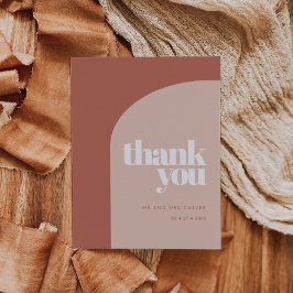 シックシンプルピーチテラコッタアーチサンキューカード