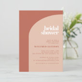 シックシンプルピーチテラコッタアーチブライダルシャワー 招待状 (スタンド正面)