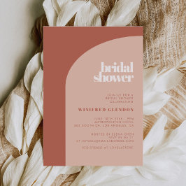 シックシンプルピーチテラコッタアーチブライダルシャワー 招待状