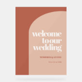 シックシンプルピーチテラコッタアー結婚チズ アクリルサイン (正面)