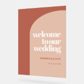 シックシンプルピーチテラコッタアー結婚チズ アクリルサイン (傾斜)