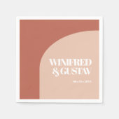 シックシンプルピーチテラコッタアー結婚チズ スタンダードカクテルナプキン (正面)