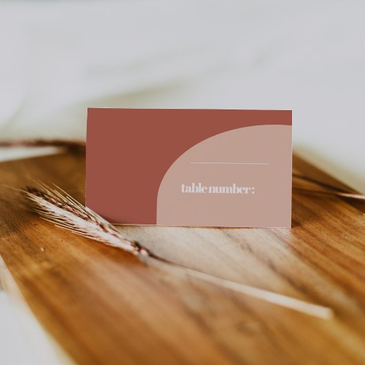 シックシンプルピーチテラコッタアー結婚チズ プレイスカード