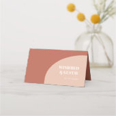 シックシンプルピーチテラコッタアー結婚チズ プレイスカード (裏面)