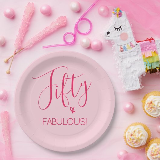 シックシンプルフィフティ&ピンクの素晴らしい ペーパープレート (パーティー)