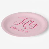 シックシンプルフィフティ&ピンクの素晴らしい ペーパープレート (アングル)