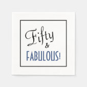シックシンプルフィフティ&素晴らしい！誕生日パーティー スタンダードカクテルナプキン (正面)