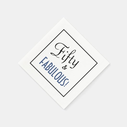 シックシンプルフィフティ&素晴らしい！誕生日パーティー スタンダードカクテルナプキン (角)