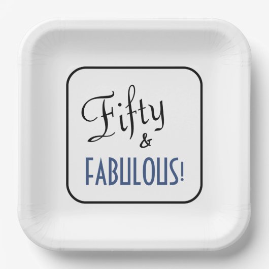 シックシンプルフィフティ&素晴らしい!誕生日パーティー ペーパープレート (正面)