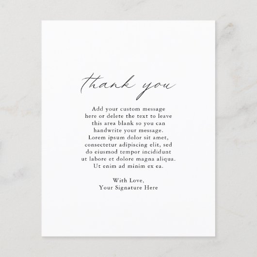 シックシンプルフォトバジェット結婚のサンキューカード (裏面)