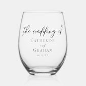 シックシンプルブラックスクリプ結婚トの形見 ステムなしワイングラス (正面)