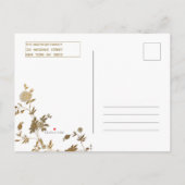 シックシンプルホワイト金ゴールドグリッターフローラベビーシャワー インビテーションポストカード (裏面)