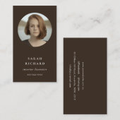 シックシンプルミニマルダークブラウンプロフェッショナル写真 名刺 (正面/裏面)