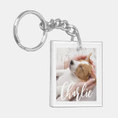 シックシンプルモダンドッグ名2写真 キーホルダー (正面左)