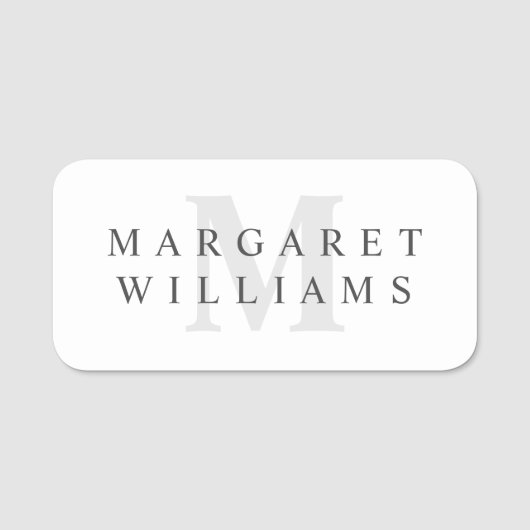 シックシンプルモダンミニマリストモノグラム 名札 (正面)