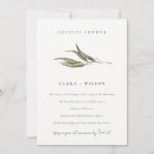 シックシンプルユーカリプタスボタニカルカップルシャワー 招待状 (正面)