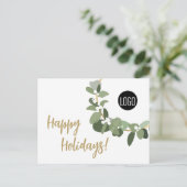 シックシンプルリースモダンカスタムビジネスロゴ シーズンポストカード (スタンド正面)