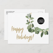 シックシンプルリースモダンカスタムビジネスロゴ シーズンポストカード (正面/裏面)