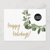 シックシンプルリースモダンカスタムビジネスロゴ シーズンポストカード (正面)