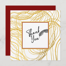 シックシンプル文字ホワイト金ゴールド サンキューカード