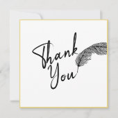 シックシンプル文字ホワイト金ゴールド サンキューカード (正面)